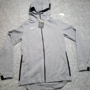 New Nike Hoodie Full Zip Small Gray Black Long Sleeve Dri Fit 930561 Basketball